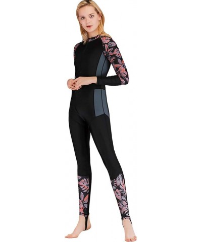 Women's Full Body Swimsuit Rash Guard One Piece Long Sleeve Long Leg Swimwear with UV Sun Protection Orange-flower $19.74 Swi...