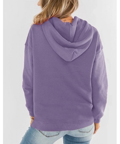 Women's Casual Hoodies Long Sleeve Solid Lightweight Pullover Tops Loose Sweatshirt with Pocket Light Purple $18.22 Hoodies &...