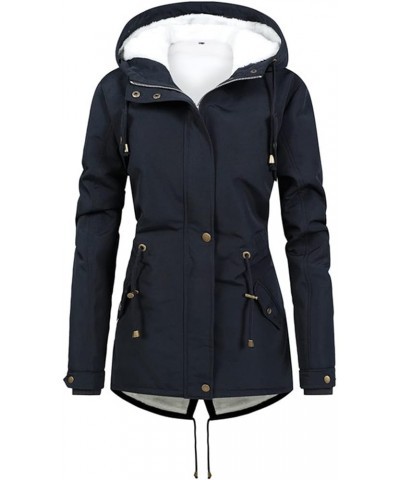 Womens Winter Coats Trendy Plus Size Fleece Sherpa Lined Parkas Jacket Thicken Windproof Outerwear With Fur Hood 16-navy $11....