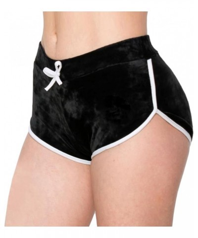 Women's Crushed Velvet Shorts — Super Soft Comfortable Sexy Stretchy Biker Pants Black/White $10.61 Leggings