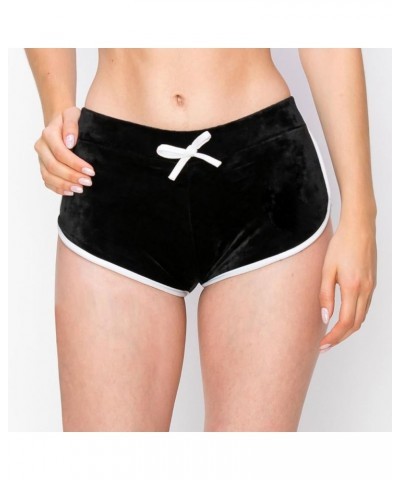 Women's Crushed Velvet Shorts — Super Soft Comfortable Sexy Stretchy Biker Pants Black/White $10.61 Leggings