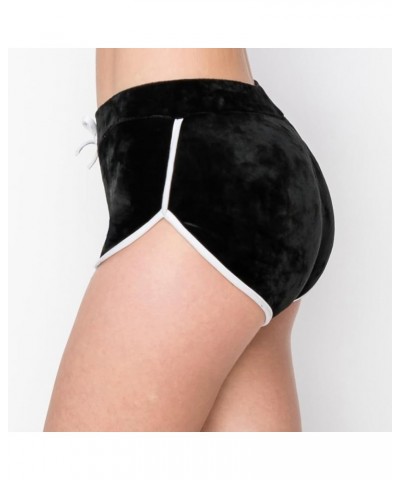 Women's Crushed Velvet Shorts — Super Soft Comfortable Sexy Stretchy Biker Pants Black/White $10.61 Leggings