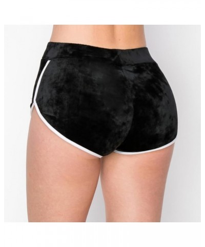 Women's Crushed Velvet Shorts — Super Soft Comfortable Sexy Stretchy Biker Pants Black/White $10.61 Leggings