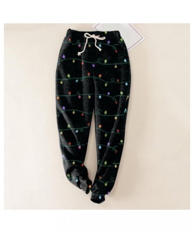 Christmas Women's Fleece Sweatpants Sherpa Lined Winter Warm Athletic Jogger Xmas Snowflake Printed Thermal Pants Black-001 $...