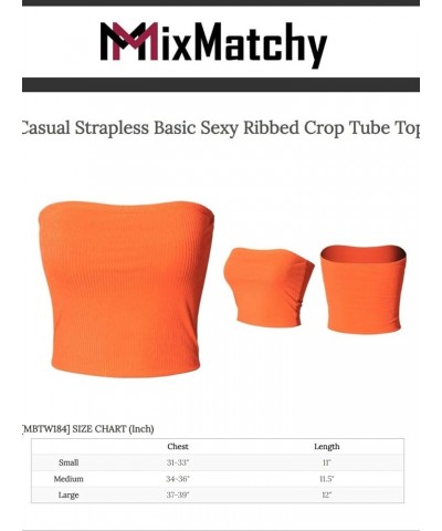 Women's Casual Strapless Basic Sexy Tube Top Neon Orange (Rib-knit) $10.56 Tanks