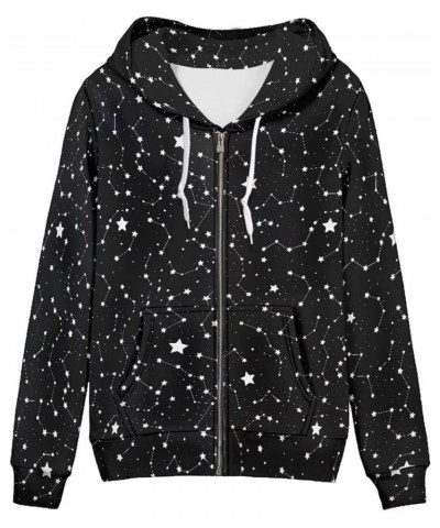 Women's Hoodies Long Sleeves Sweatshirts with Pockets Drawstring Fall Coat Loose Fit Starry Night $13.44 Hoodies & Sweatshirts