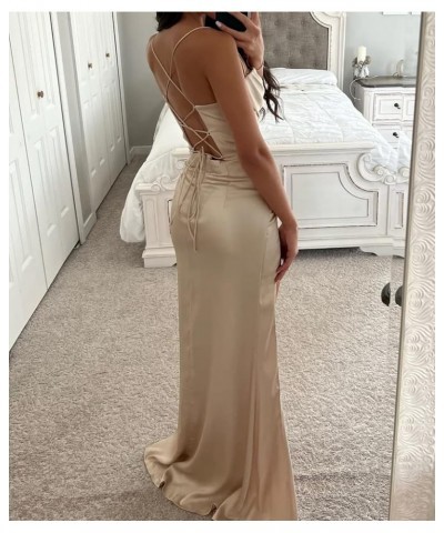 Women's Mermaid Prom Dress with Slit Satin Bridesmaid Dresses Long Corset Evening Formal Party Gown Blue $29.06 Dresses