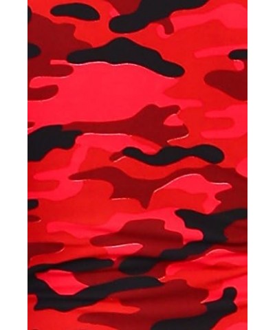 Women's 3/4 Sleeves Midi Bodycon Dress Crew Neck Fitted Dresses with Plus Size Options Camo Red $12.00 Dresses