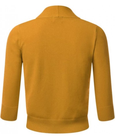 Women's Classic Comfy 3/4 Sleeve Bolero Shrug Open Front Soft Knit Slim Fit Cropped Cardigan Sweater (S-3XL) C001_mustard $18...