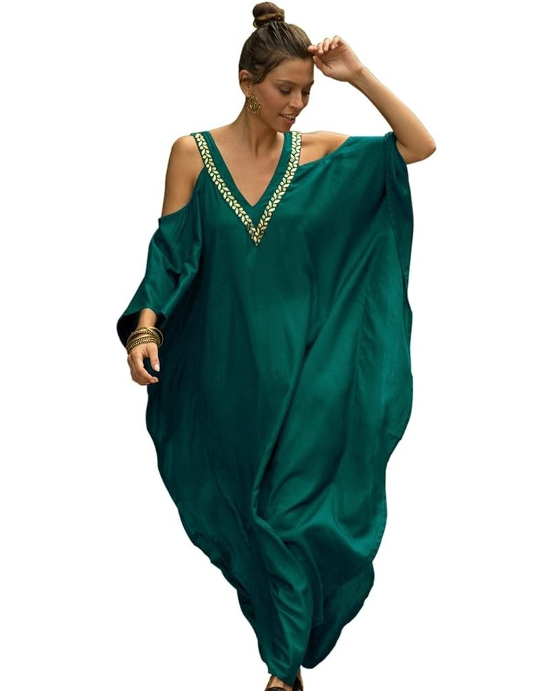 Womens Turkish Caftan Dress Beach Bikini Swimsuit Cover Ups Loose Fit Maxi Dresses G-green $14.84 Swimsuits