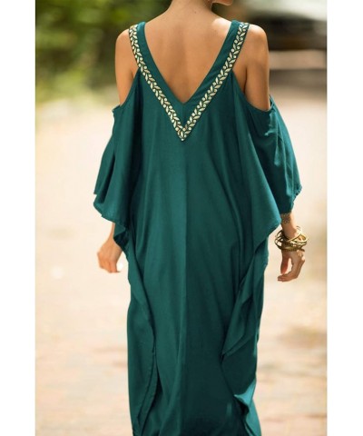 Womens Turkish Caftan Dress Beach Bikini Swimsuit Cover Ups Loose Fit Maxi Dresses G-green $14.84 Swimsuits