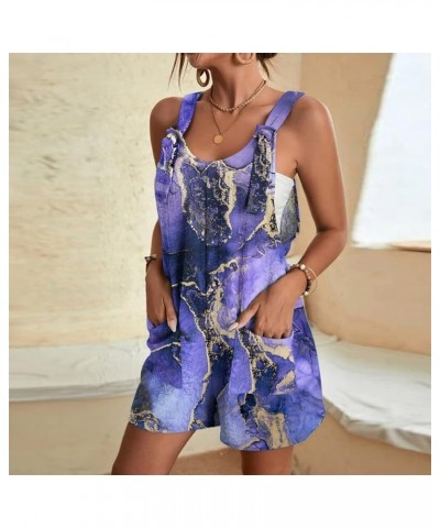 Women's Jumpsuits Summer Cotton Linen Rompers Tie Knot Strap Overalls Jumpsuit Shorts Cute Tie Shoulder Strap Shorts C04-purp...