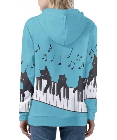 Women Hoodie Long Sleeves Sweatshirt Zip Up Hooded Oversized Jacket Open Front Hoodie for Ladies Size XS-5XL Musical Note Kit...