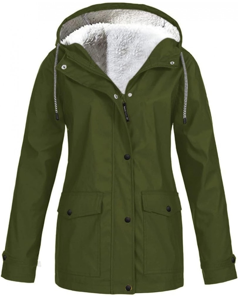 Womens Winter Coats Trendy Plus Size Fleece Sherpa Lined Parkas Jacket Thicken Windproof Outerwear With Fur Hood 06-army Gree...