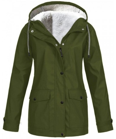 Womens Winter Coats Trendy Plus Size Fleece Sherpa Lined Parkas Jacket Thicken Windproof Outerwear With Fur Hood 06-army Gree...