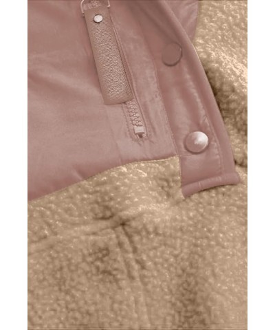 Womens Oversized Jacket Fuzzy Fleece Coat with Pockets Colorblock Tan $27.13 Jackets