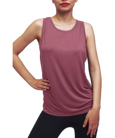 Womens Workout Yoga Tops Open Back Shirts Tie Back Tank Tops with Adjustable Fit Magenta $11.50 Lingerie