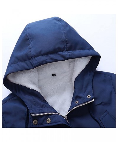 Winter Coats for Women Plus Size Long Length Hooded Outwear Faux Fur Warm Thickened Puffer Parka Coat Hoodies 10-dark Blue $2...