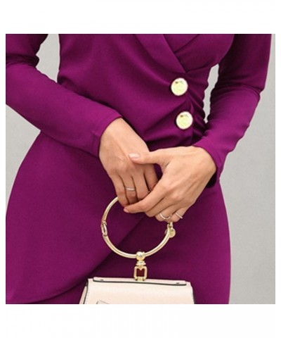 Women's Long Sleeve V Neck Work Dresses Office Business Knee Length Pencil Bodycon Dress Cocktail Party 04-purple $18.69 Dresses