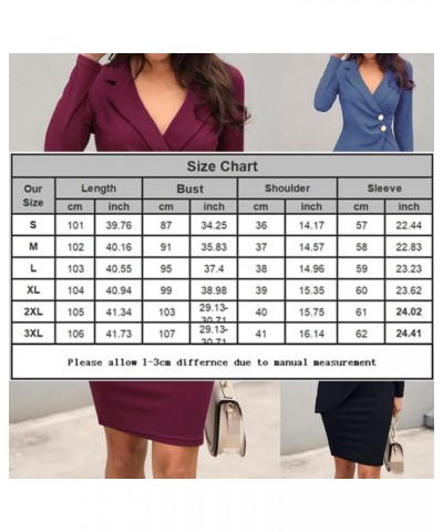 Women's Long Sleeve V Neck Work Dresses Office Business Knee Length Pencil Bodycon Dress Cocktail Party 04-purple $18.69 Dresses