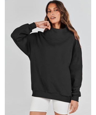 Womens Oversized Sweatshirts Turtleneck Pullover Long Sleeve Hoodies Tops Spring Outfits 2024 Clothes Black $17.22 Hoodies & ...