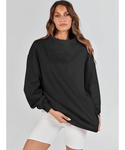 Womens Oversized Sweatshirts Turtleneck Pullover Long Sleeve Hoodies Tops Spring Outfits 2024 Clothes Black $17.22 Hoodies & ...