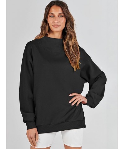 Womens Oversized Sweatshirts Turtleneck Pullover Long Sleeve Hoodies Tops Spring Outfits 2024 Clothes Black $17.22 Hoodies & ...