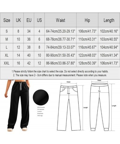 Womens Wide Leg Sweatpants Baggy Cozy Fleece Boyfriend Casual Pants Elastic High Waisted Yoga Pants Pockets 2024 Trendy Ba- G...