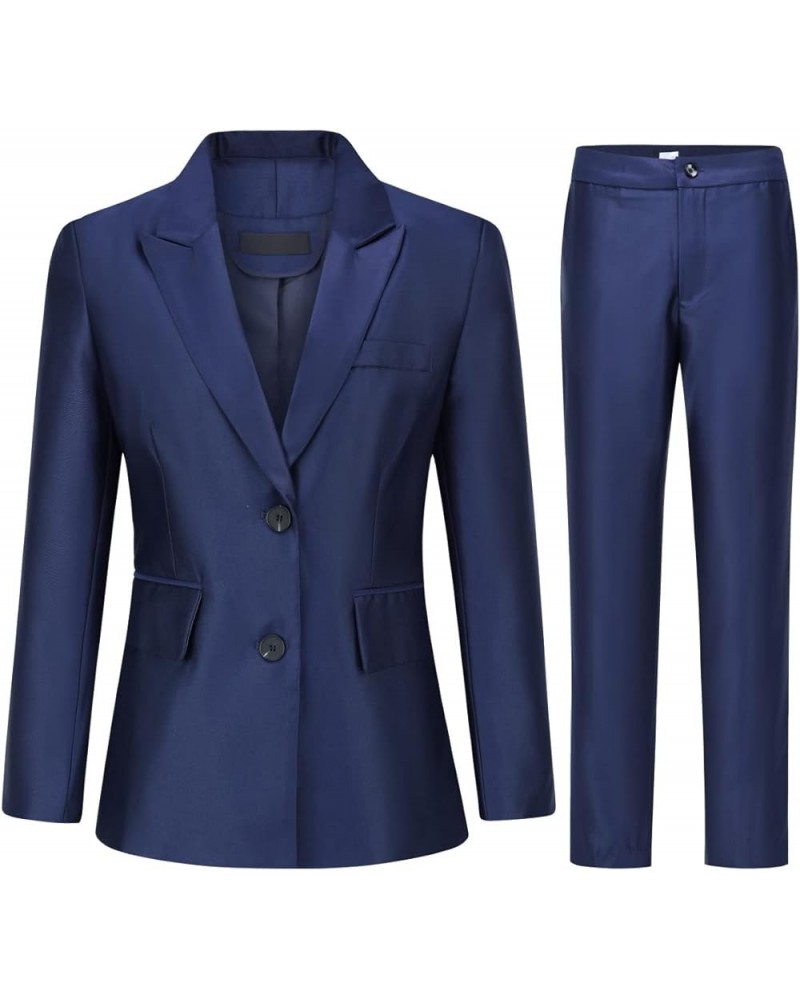 Women's Business Suit Set Single Breasted Solid Office Work 2 Piece Blazer and Pants Royalblue $38.68 Suits