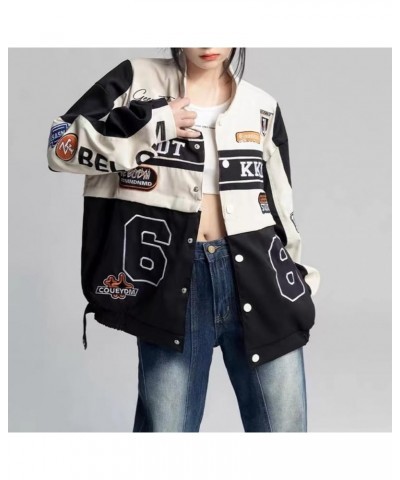 Varsity Jacket Women Crop Detachable Jacket Motorcycle Jacket Baseball Jacket Y2k Streetwear Women Bomber Jacket Black $29.76...