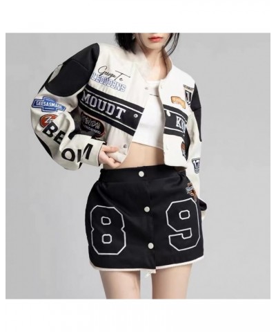 Varsity Jacket Women Crop Detachable Jacket Motorcycle Jacket Baseball Jacket Y2k Streetwear Women Bomber Jacket Black $29.76...