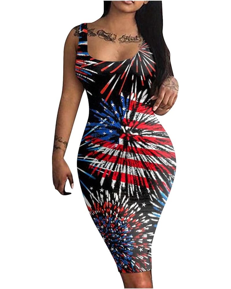 Womens 4Th of July Dress American Flag Sexy Going Out Party Club Bodycon Dress D-black $9.89 Others