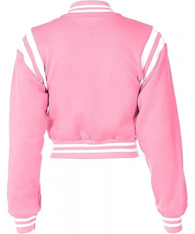 Women's Baseball Jacket Crop Coat Varsity Style Lightweight Sportswear School Uniform with Snap Button for Girls Pink $14.10 ...