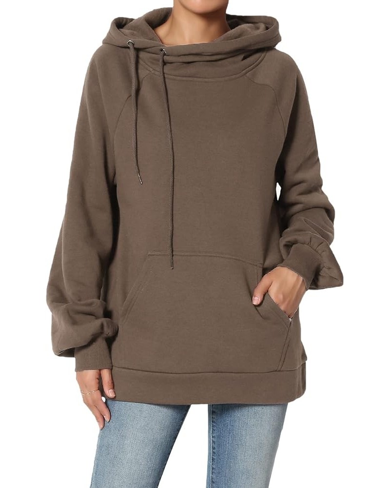 Side Drawstring Cozy Fleece Relaxed Fit Hooded Pullover Sweatshirts Mocha $14.28 Hoodies & Sweatshirts