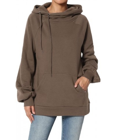 Side Drawstring Cozy Fleece Relaxed Fit Hooded Pullover Sweatshirts Mocha $14.28 Hoodies & Sweatshirts