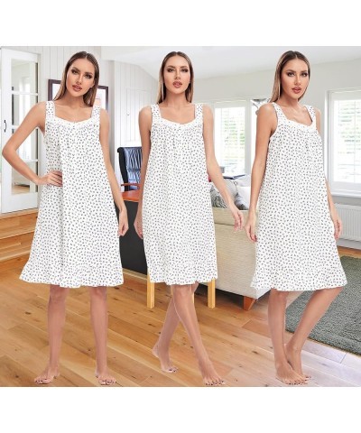 Cotton Nightgowns for women Soft Sleeveless Night gown Long Nightdress for Ladies Button Down Pajama Dress Sleepwear Bow-knot...