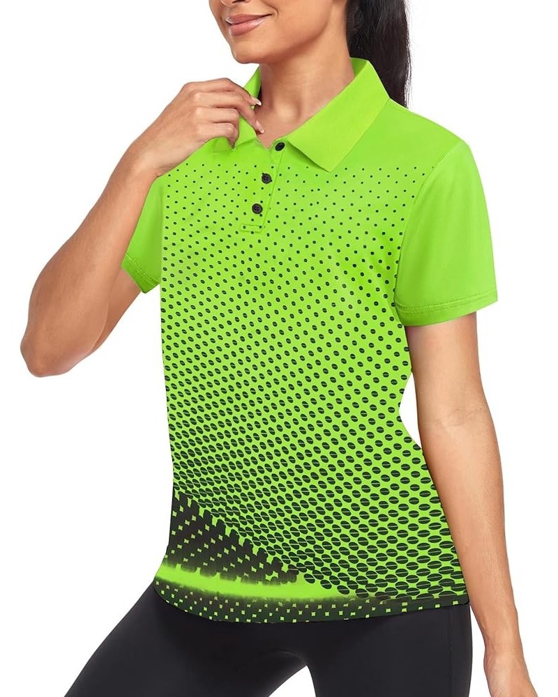 Women's Golf Polo T Shirts Short Sleeve Collared Lightweight Moisture Wicking Tennis Athletic Print T-Shirts 033-green $14.40...