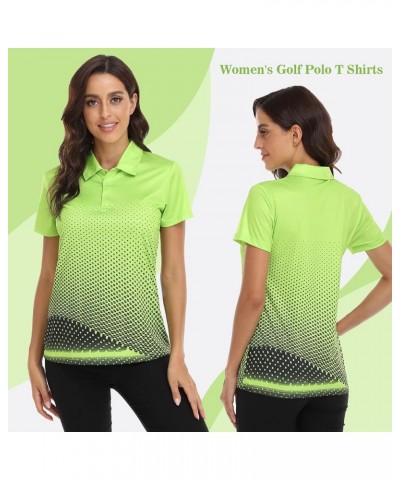 Women's Golf Polo T Shirts Short Sleeve Collared Lightweight Moisture Wicking Tennis Athletic Print T-Shirts 033-green $14.40...