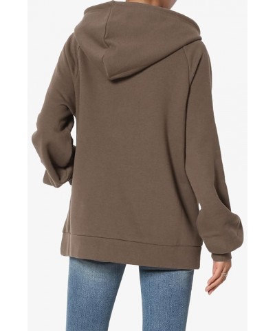 Side Drawstring Cozy Fleece Relaxed Fit Hooded Pullover Sweatshirts Mocha $14.28 Hoodies & Sweatshirts