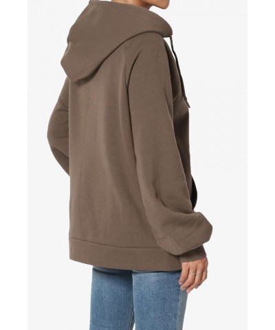 Side Drawstring Cozy Fleece Relaxed Fit Hooded Pullover Sweatshirts Mocha $14.28 Hoodies & Sweatshirts