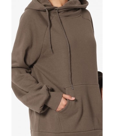 Side Drawstring Cozy Fleece Relaxed Fit Hooded Pullover Sweatshirts Mocha $14.28 Hoodies & Sweatshirts