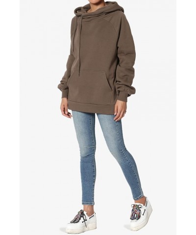 Side Drawstring Cozy Fleece Relaxed Fit Hooded Pullover Sweatshirts Mocha $14.28 Hoodies & Sweatshirts