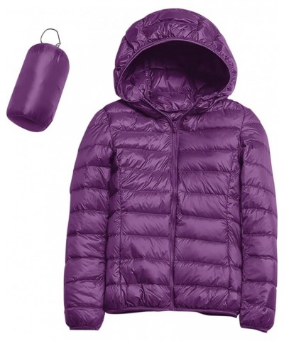 2023 Women's Packable Down Jacket Lightweight Puffer Jackets Hooded Winter Coat Casual Windproof Outerwear with Storage Bag 0...