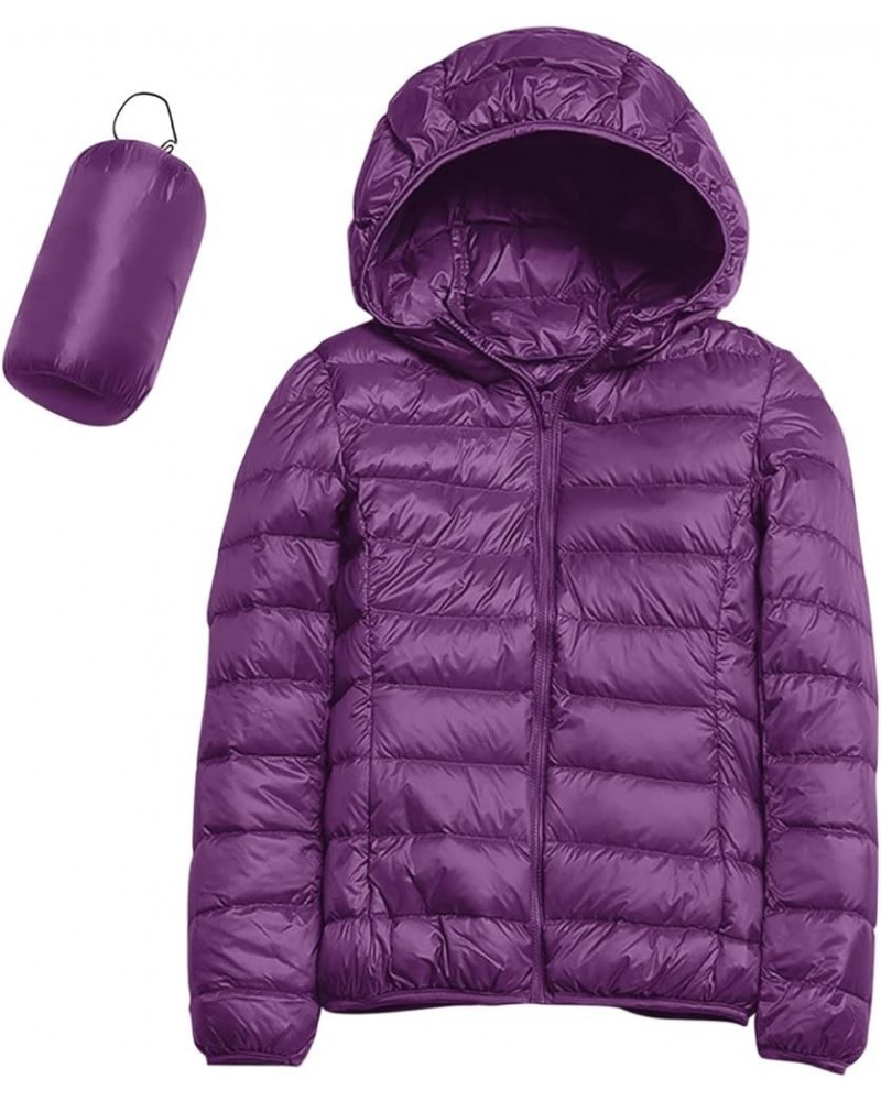 2023 Women's Packable Down Jacket Lightweight Puffer Jackets Hooded Winter Coat Casual Windproof Outerwear with Storage Bag 0...