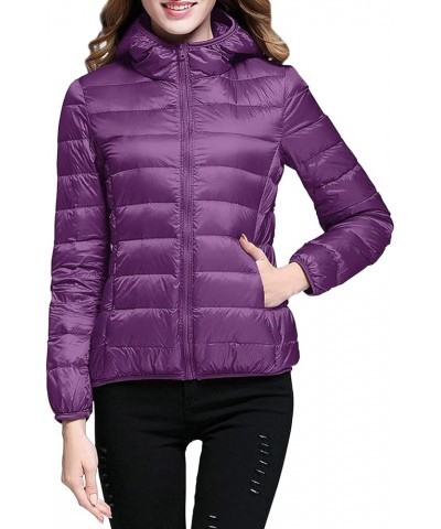 2023 Women's Packable Down Jacket Lightweight Puffer Jackets Hooded Winter Coat Casual Windproof Outerwear with Storage Bag 0...