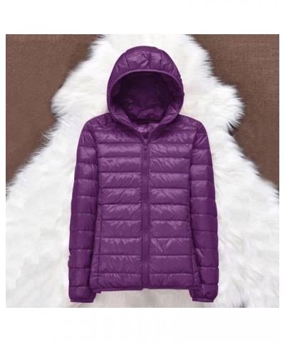 2023 Women's Packable Down Jacket Lightweight Puffer Jackets Hooded Winter Coat Casual Windproof Outerwear with Storage Bag 0...