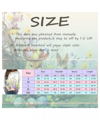 Happy Easter Bunny Graphic Sweatshirt Women Long Sleeve Tee Shirt Crew Neck Casual Pullover Tops Blouses Z-pink $11.12 Hoodie...