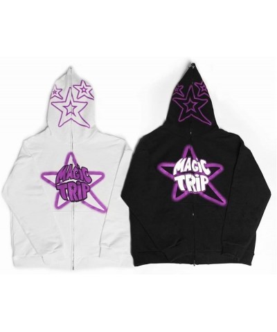 Y2k Zip Up Hoodies for Teen Girls Aesthetic Trendy Oversized Sweatshirt Womens 2022 Star Graphic Print Jackets 4-white Loose ...