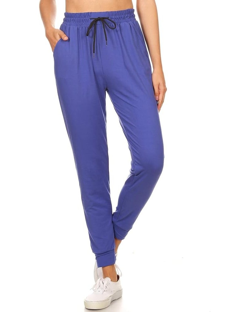 Women's Relaxed-fit Jogger Track Cuff Sweatpants with Pockets for Yoga, Workout Royal Blue $8.82 Pants