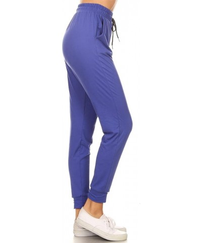 Women's Relaxed-fit Jogger Track Cuff Sweatpants with Pockets for Yoga, Workout Royal Blue $8.82 Pants